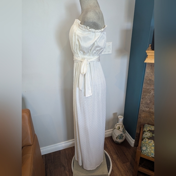 Vintage 1970s Elegant Ivory Strapless Belted Maxi Dress Size 4- 8  S/M - Picture 10 of 11